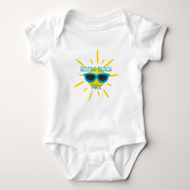 Resting Beach Face Funny Sun with Sunglasses Baby Bodysuit (Front)