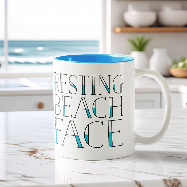 Resting Beach Face Summer Two-Tone Coffee Mug (Creator Uploaded)