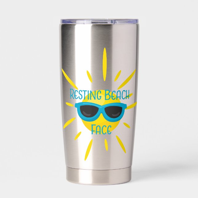 Resting Beach Face Sunglasses Personalised Insulated Tumbler (Front)
