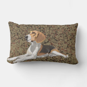 Resting Beagle against a marbled background Lumbar Cushion