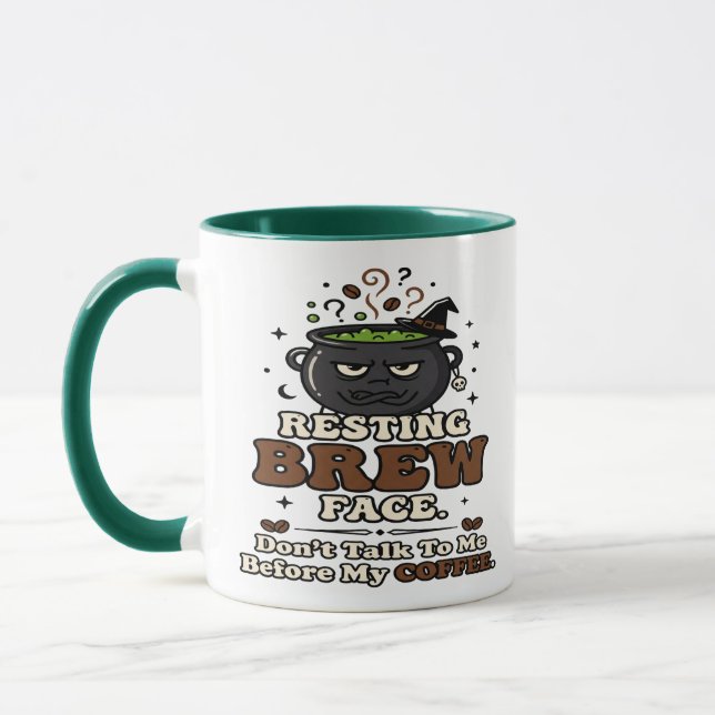 Resting Brew Face Coffee Halloween Mug (Left)