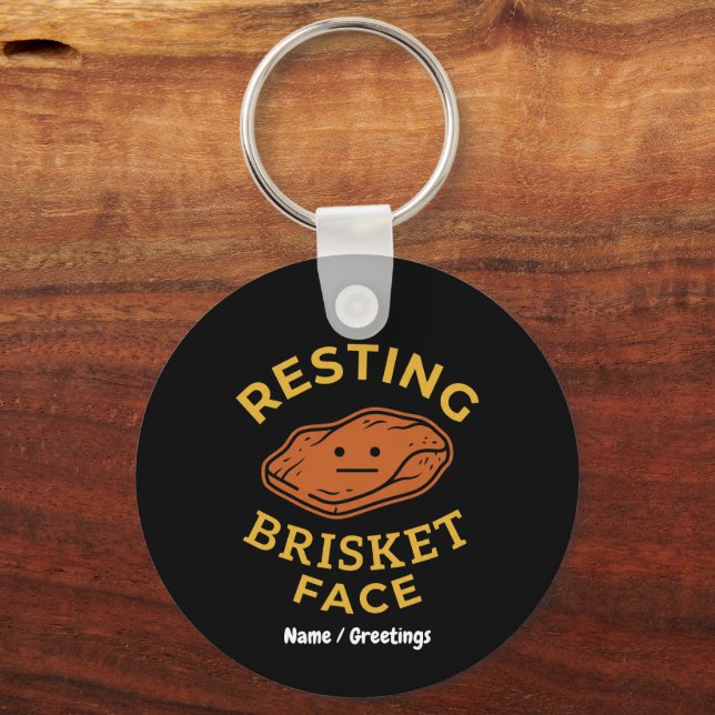 Resting Brisket Face Funny BBQ Smoking Pitmaster  Key Ring (Front)