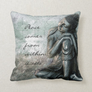 Resting Buddha with peace quote words of wisdom Cushion