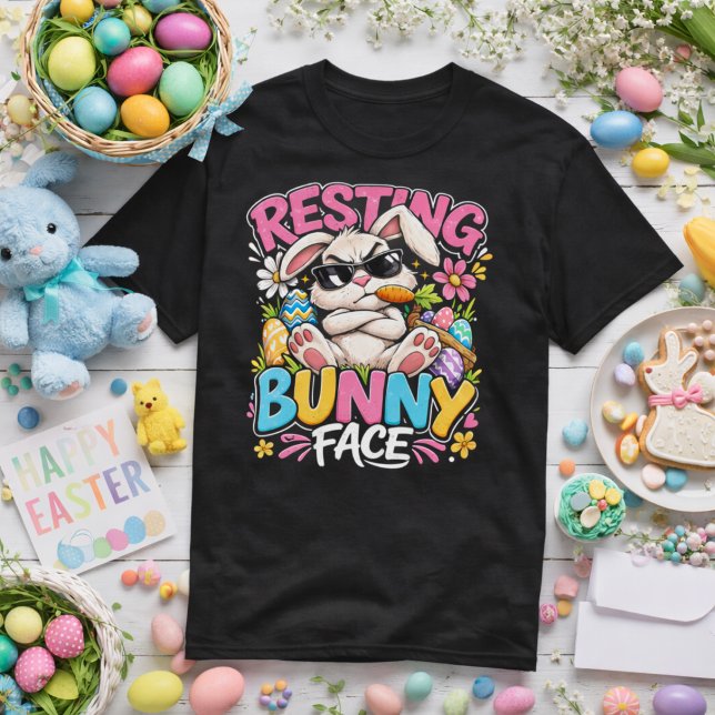 Resting Bunny Face Funny Easter Rabbit Sunglasses  T-Shirt (Creator Uploaded)