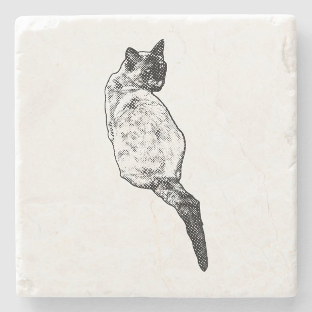 Resting Cat, Peaceful Pause Stone Coaster (Front)