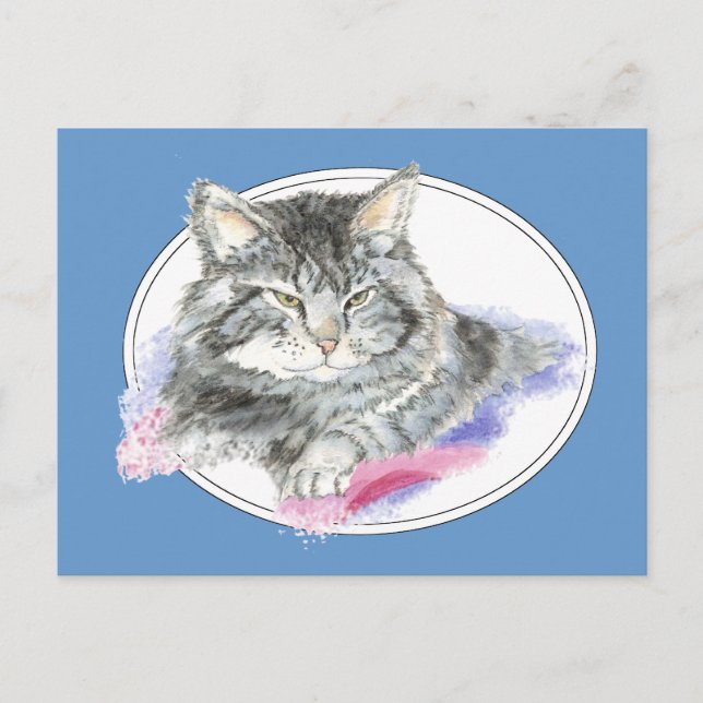 Resting Cat -  Pet Animal watercolor Collection Postcard (Front)