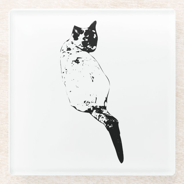 Resting Cat, Subtle Charm Glass Coaster (Front)