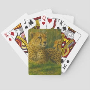 Resting Cheetah Duo in Forest Setting Playing Cards