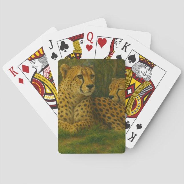 Resting Cheetah Duo in Forest Setting Playing Cards (Back)