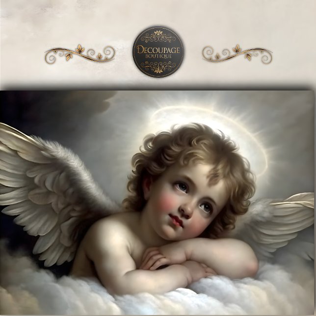 Resting Cherub Angel Soft Cloud Decoupage Tissue Paper (Resting Cherub Angel Soft Cloud Decoupage Tissue Paper)