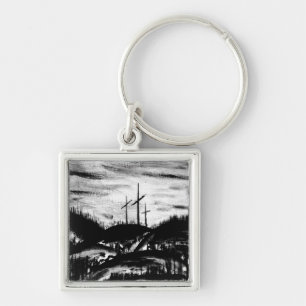 Resting Cross Key Ring