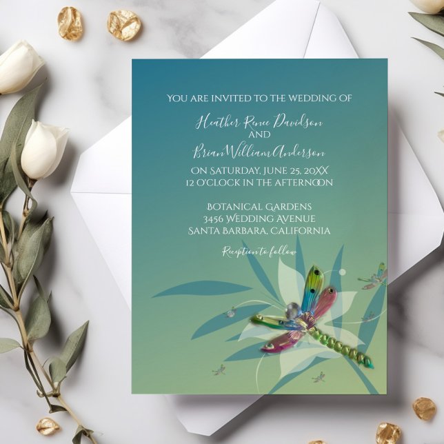 Resting Dragonfly Wedding Invitation (Resting Dragonfly Wedding Invitation)