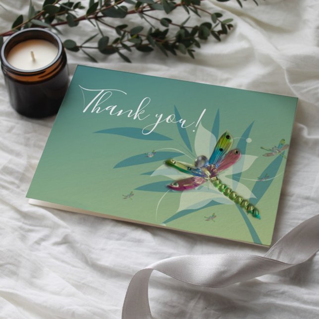Resting Dragonfly Wedding Thank You Cards (Resting Dragonfly Wedding Thank You Card)