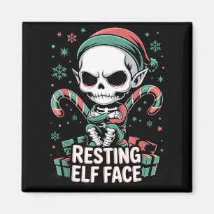 Resting Elf Face Funny Christmas Cute Creepy Women Magnet