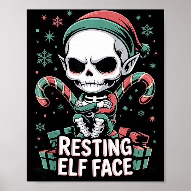 Resting Elf Face Funny Christmas Cute Creepy Women Poster (Front)