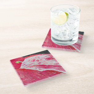 Resting Flamingo Glass Coaster