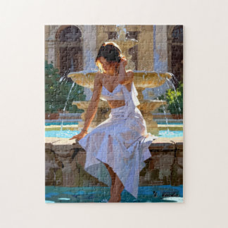 "Resting Fountain - A Moment of Silence and Light" Jigsaw Puzzle