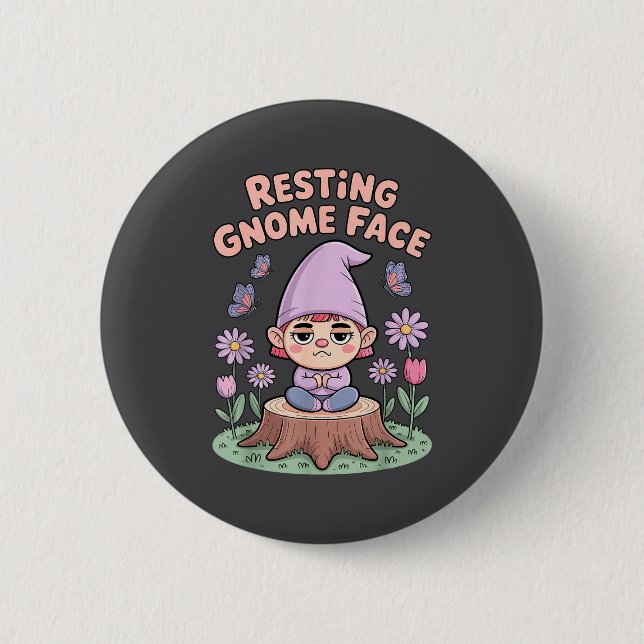 Resting Gnome Face Cute Funny Christmas Kawaii Car 6 Cm Round Badge (Front)