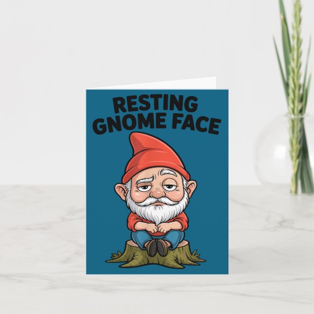 Resting Gnome Face Cute Funny Christmas Kawaii Car Card (Front)