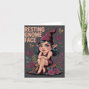 Resting Gnome Face Cute Funny Christmas Kawaii Car Card