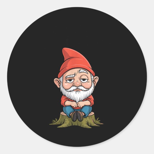 Resting Gnome Face Cute Funny Christmas Kawaii Car Classic Round Sticker (Front)