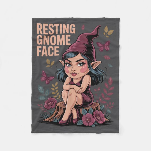 Resting Gnome Face Cute Funny Christmas Kawaii Car Fleece Blanket (Front)