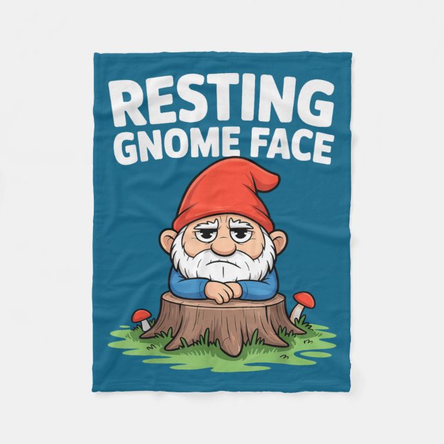 Resting Gnome Face Cute Funny Christmas Kawaii Car Fleece Blanket (Front)