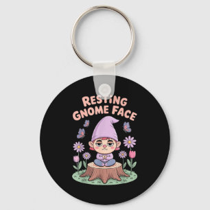 Resting Gnome Face Cute Funny Christmas Kawaii Car Key Ring