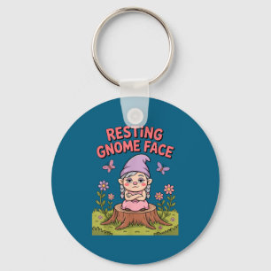 Resting Gnome Face Cute Funny Christmas Kawaii Car Key Ring