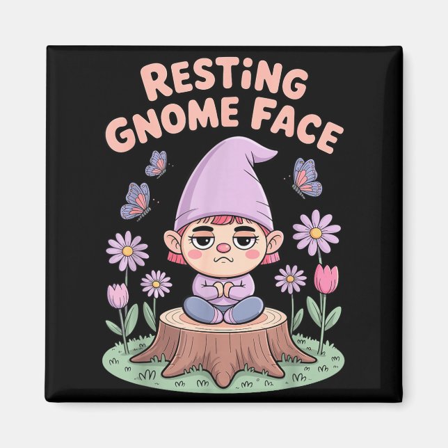 Resting Gnome Face Cute Funny Christmas Kawaii Car Magnet (Front)