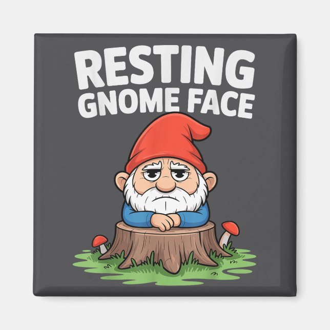 Resting Gnome Face Cute Funny Christmas Kawaii Car Magnet (Front)