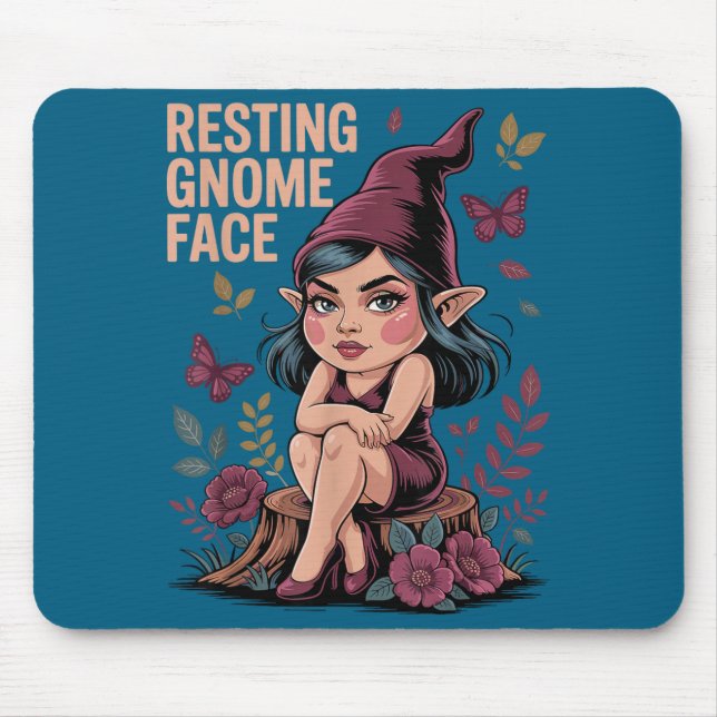 Resting Gnome Face Cute Funny Christmas Kawaii Car Mouse Pad (Front)