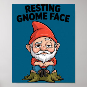 Resting Gnome Face Cute Funny Christmas Kawaii Car Poster