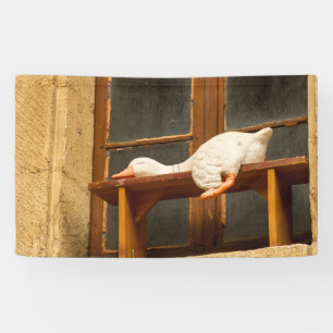 Resting goose on a bench banner