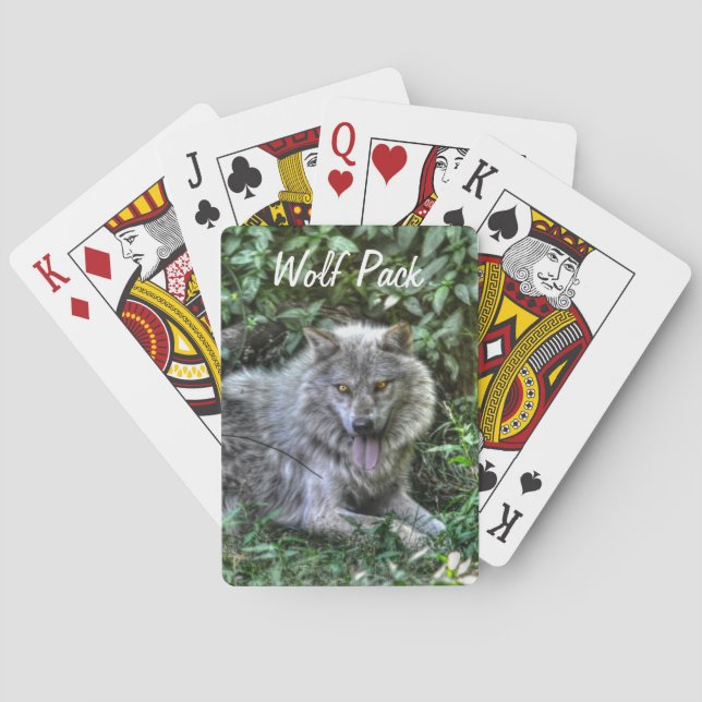 Resting Grey Wolf 3 Wildlife Gift Playing Cards (Back)