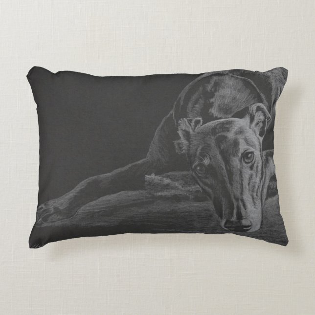 Resting Greyhound Dog Art Pillow (Front)