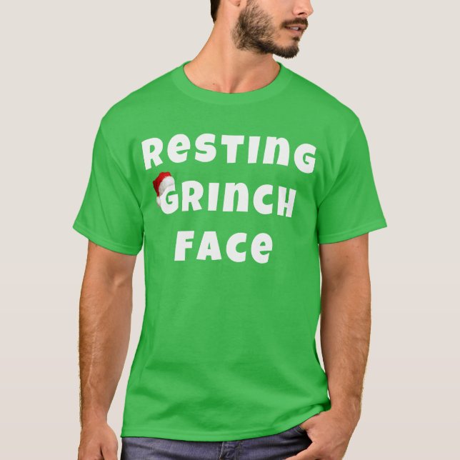 Resting Grinch Face Funny Christmas T-Shirt (Front)