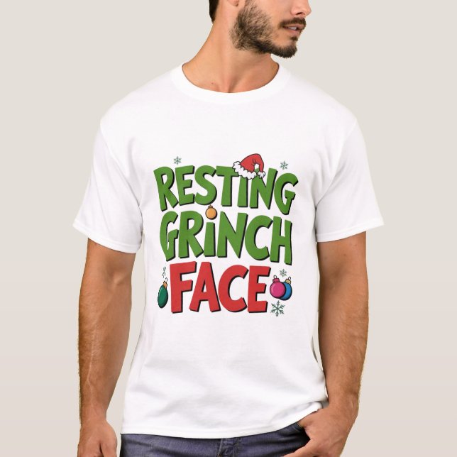 Resting Grinch Face Sarcastic Holiday Tee (Front)
