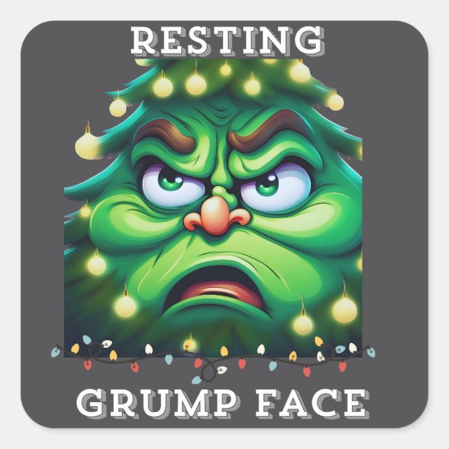 Resting Grump Face Square Sticker (Front)