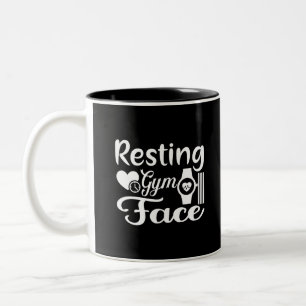 Resting Gym Face-Gym-Workout-Fitness-Funny Two-Tone Coffee Mug