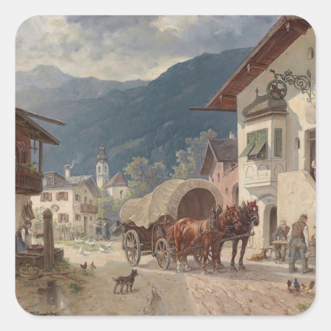 Resting in Front of the Inn – Désiré Thomassin Square Sticker (Front)