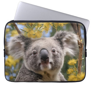 "Resting in Gold: A Koala in a Wattle Tree" Laptop Sleeve
