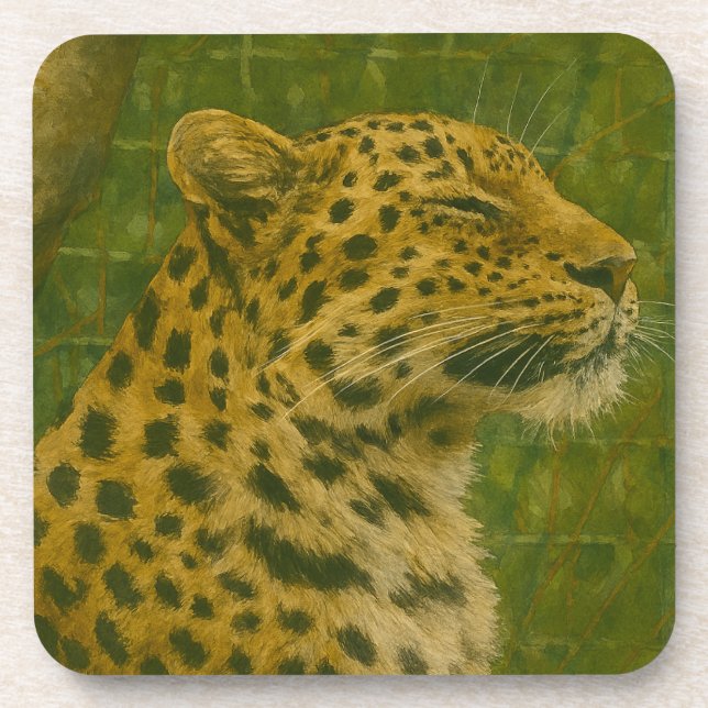 Resting Leopard in Sanctuary Setting Coaster (Front)