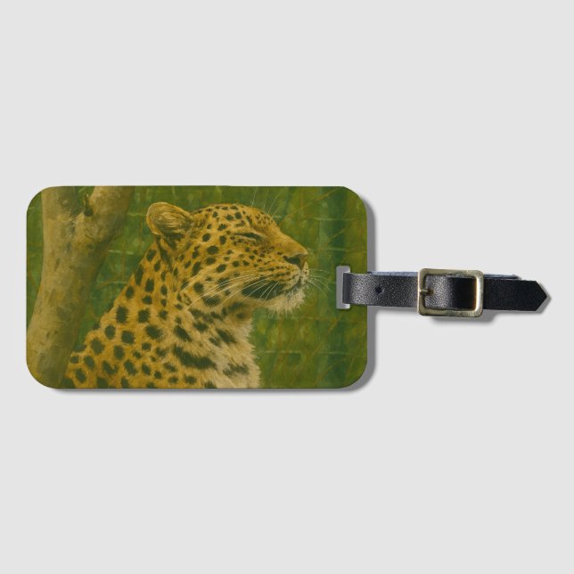 Resting Leopard in Sanctuary Setting Luggage Tag (Front Horizontal)