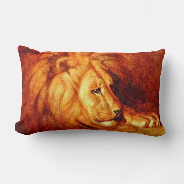 Resting Lion (by Abbott Handerson Thayer) Lumbar Cushion (Front)