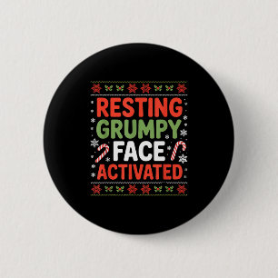 Resting Mpy Face Activated Funny Xmas Quote 6 Cm Round Badge