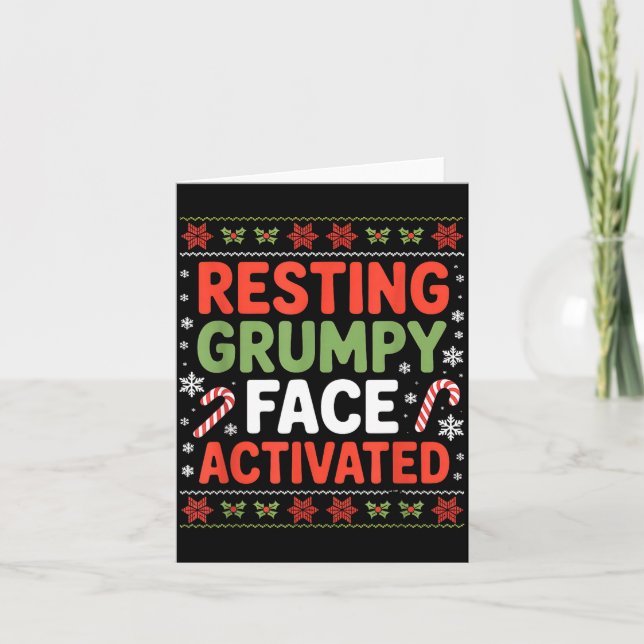 Resting Mpy Face Activated Funny Xmas Quote  Card (Front)