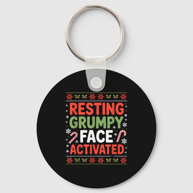 Resting Mpy Face Activated Funny Xmas Quote  Key Ring (Front)