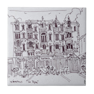 Resting on the Boardwalk Wimereux, France Ceramic Tile
