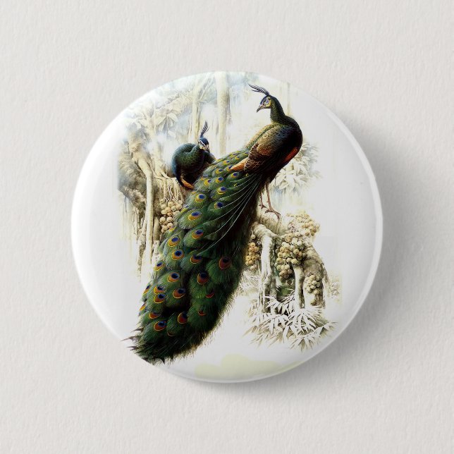 Resting Peacocks 6 Cm Round Badge (Front)